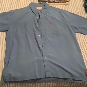QUICKSILVER BLUE COLLARD BUTTON DOWN SHIRT. SIZE M